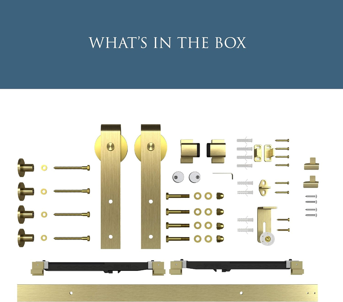 Gold Front Strap Sliding Door Hardware Kit - Luxury and Functionality Combined